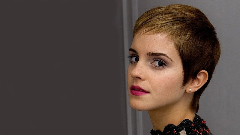 Woman with Short Hair — Brown, Neutral, Photograph, Earring