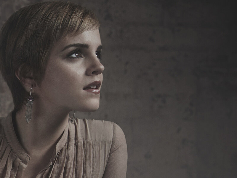 Woman with Short Hair — Gray, Contemplative, Photograph