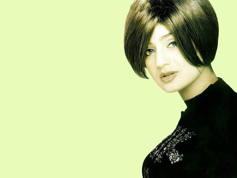 Woman with Short Hair — Green, Neutral, Photograph