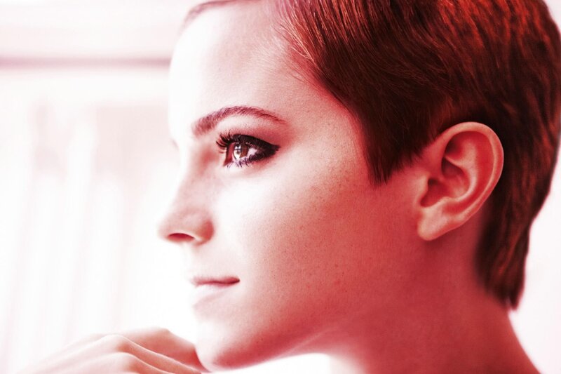 woman with short hair in profile