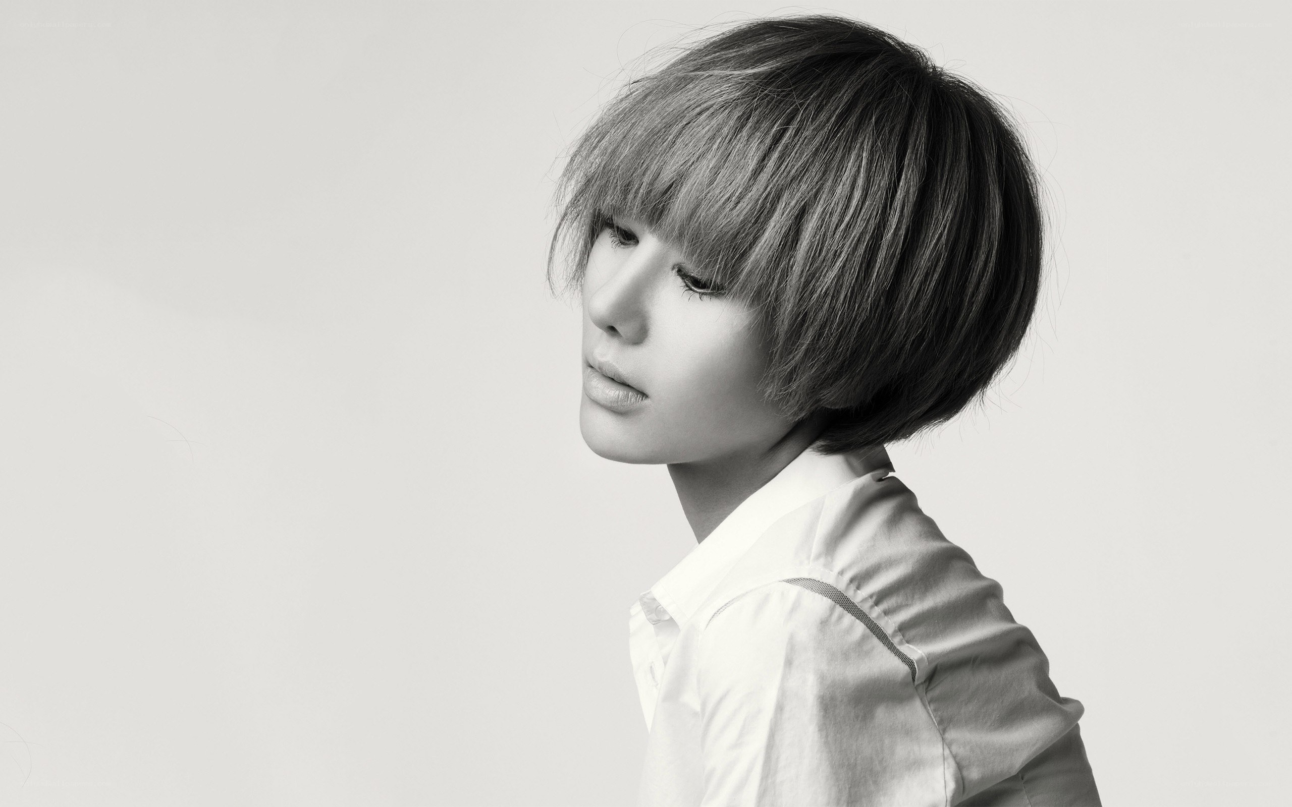 woman with short hair in profile