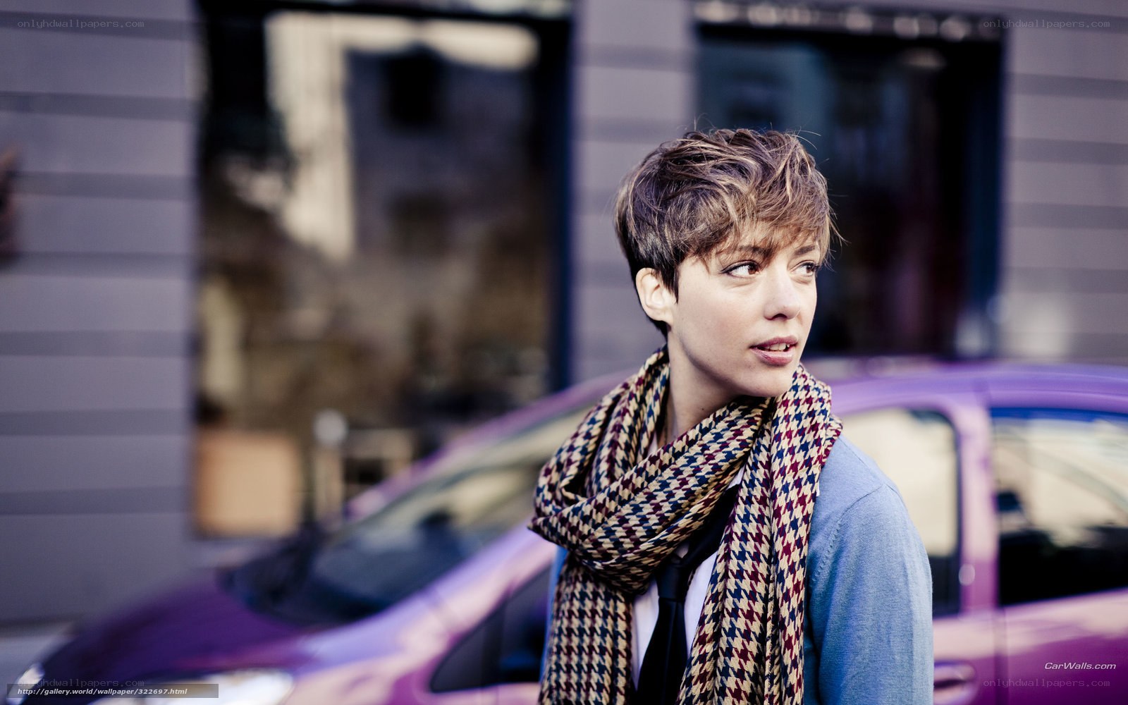 woman with short hair on street