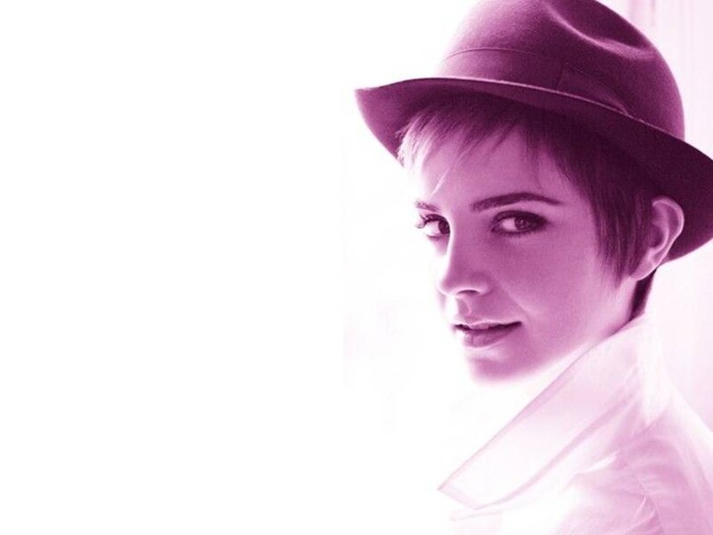 Woman with Short Hair — Purple, Dramatic, Photograph