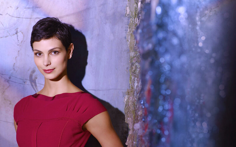 Woman with Short Hair — Red, Dramatic, Photograph, Red Dress, Wall