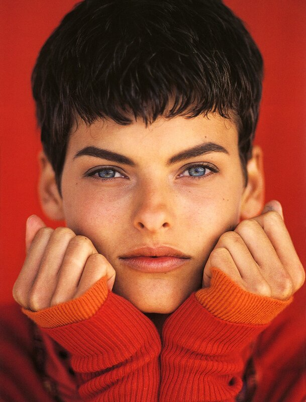 Woman with Short Hair — Red, Intense