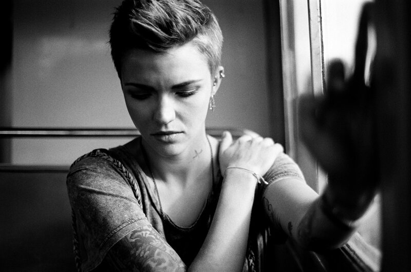 woman with short hair sitting