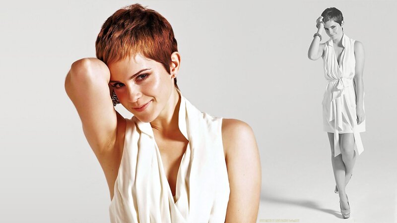 Woman with Short Hair — White, Confident, Photograph, White Dress, Earring