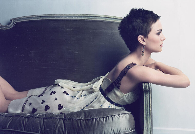 Woman with Short Hair — White, Contemplative