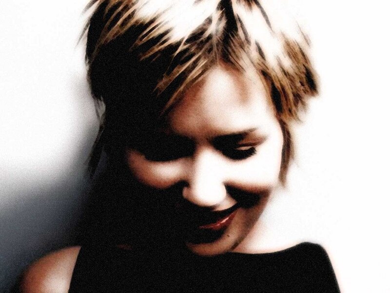 Woman with Short Hair — White, Dramatic, Photograph, Black Top