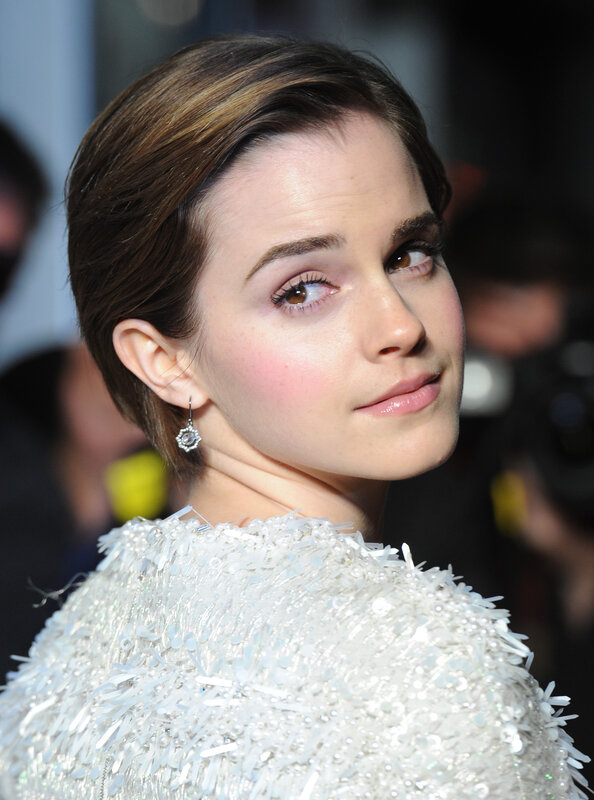 Woman with Short Hair — White, Formal, Photograph, Earring, Dress