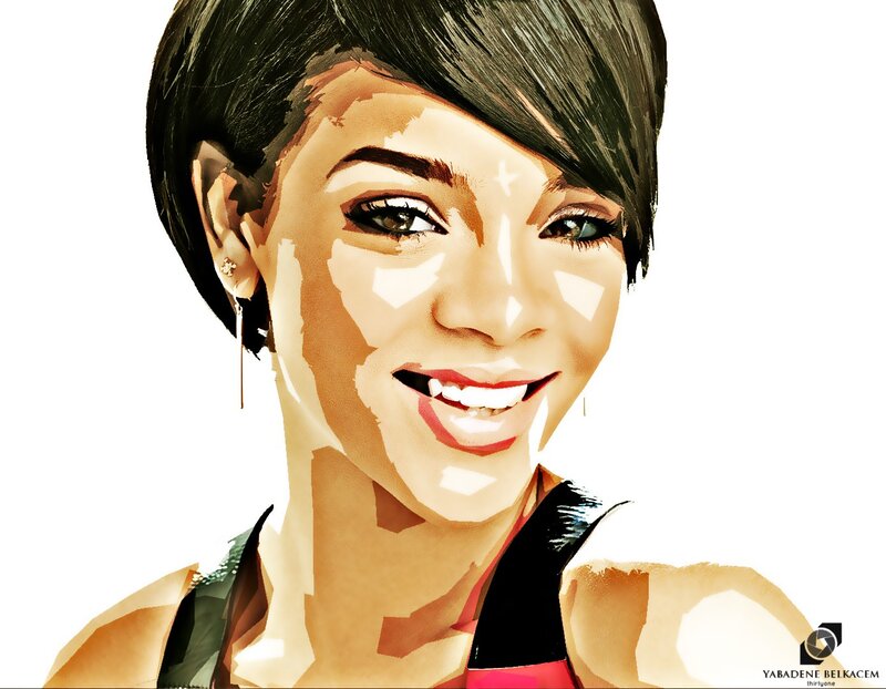 Woman with Short Hair — White, Happy, Digital Art