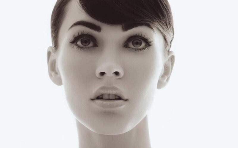 Woman with Short Hair — White, Neutral, Photograph, Eyes