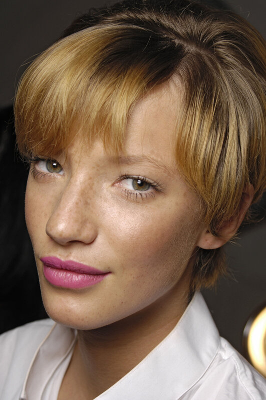 Woman with Short Hair — White, Neutral, Photograph, White Shirt, Makeup