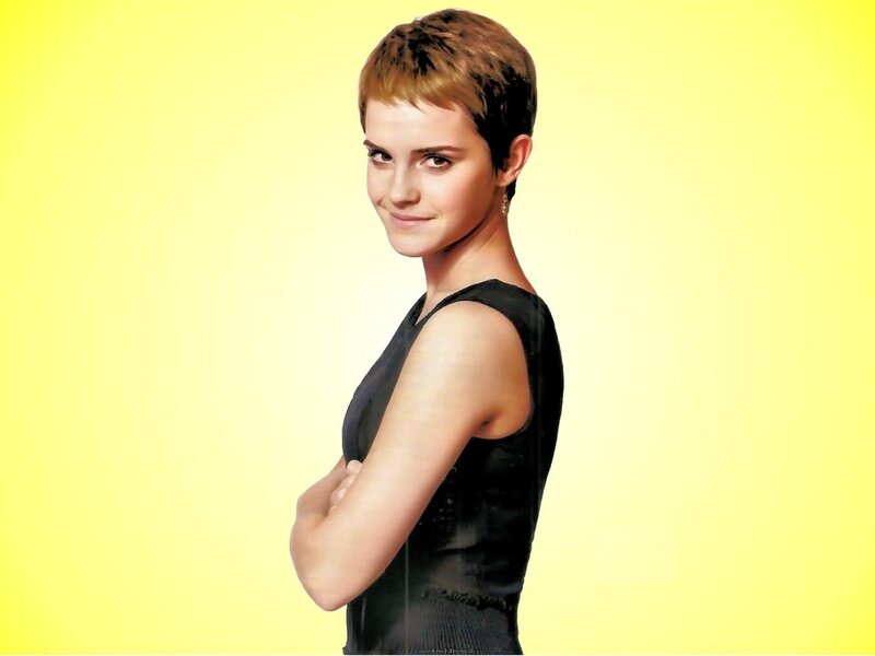 Woman with Short Hair — Yellow, Neutral, Photograph