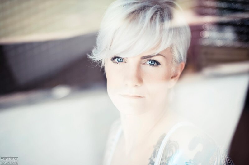 woman with short white hair