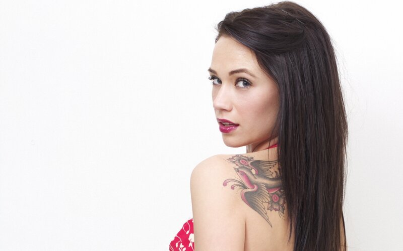 Woman with Shoulder Tattoo — White