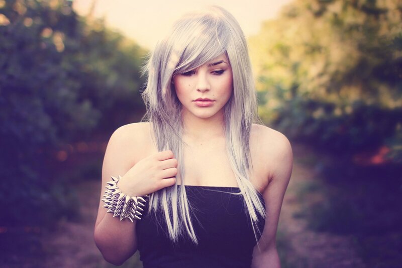 woman with silver hair