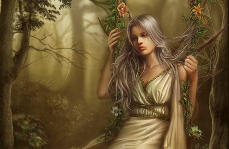 Woman with Silver Hair — Beige