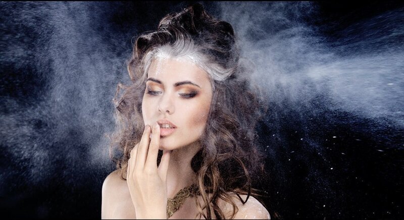 Woman with Silver Hair — Black, Dramatic, Photograph