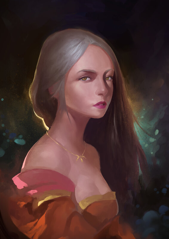 Woman with Silver Hair — Brown, Dramatic