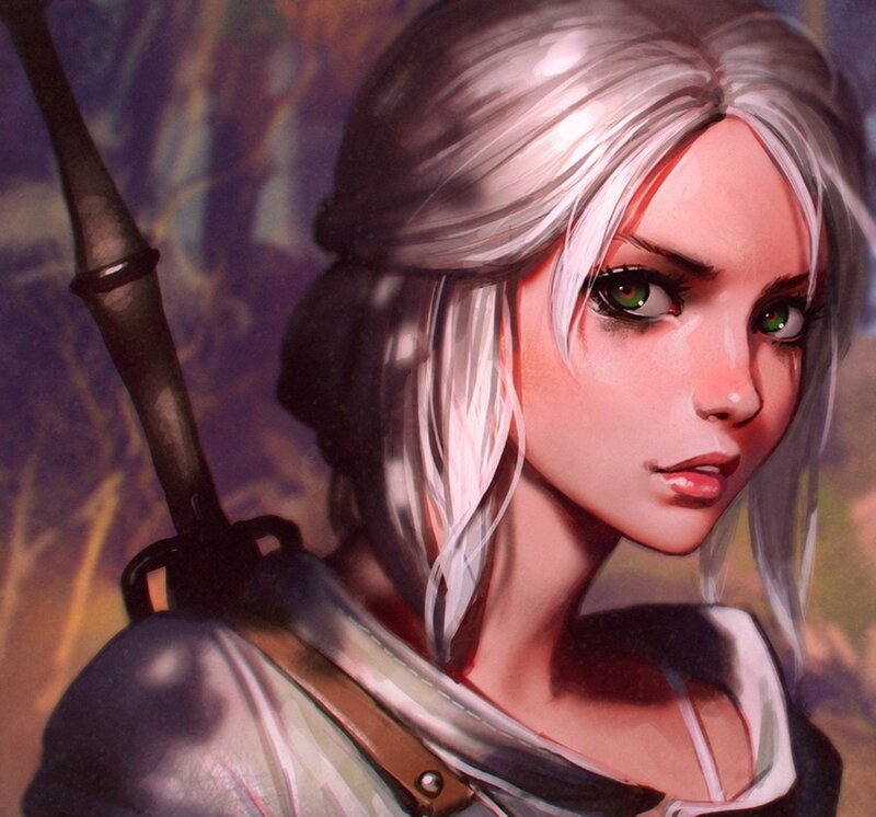 Woman with Silver Hair — Dramatic, Digital Art, Sword