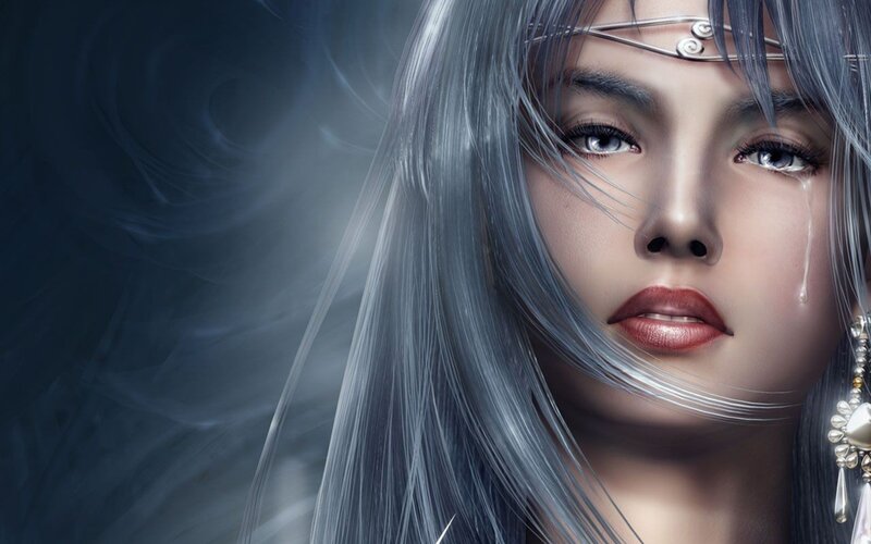 Woman with Silver Hair — Dramatic, Digital Art