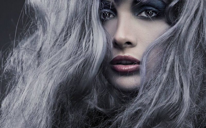 Woman with Silver Hair — Gray, Dramatic, Photograph