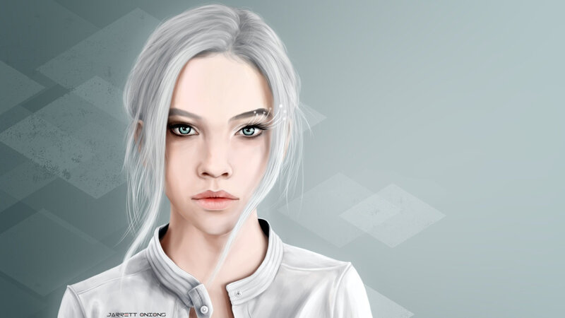 Woman with Silver Hair — Gray, Neutral