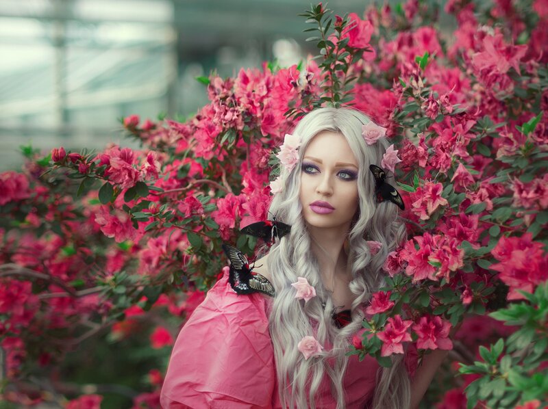 Woman with Silver Hair — Pink
