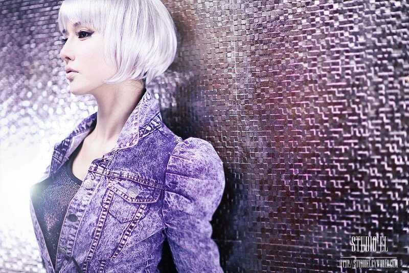 Woman with Silver Hair — Purple, Dramatic, Photograph, Jacket