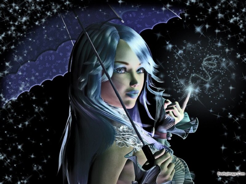Woman with Silver Hair — Purple, Mystical