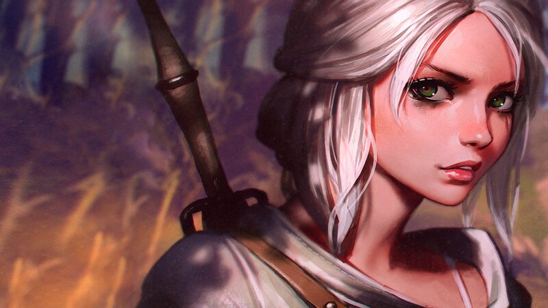 Woman with Silver Hair — White, Dramatic, Night, Digital Art
