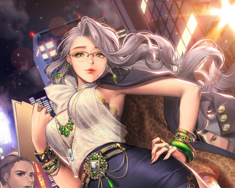 Woman with Silver Hair — White, Dramatic, Night