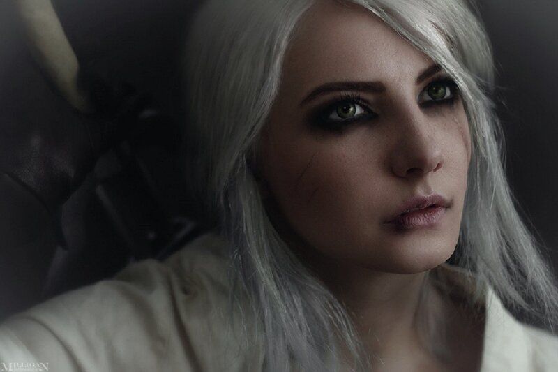 Woman with Silver Hair — White, Dramatic, Photograph