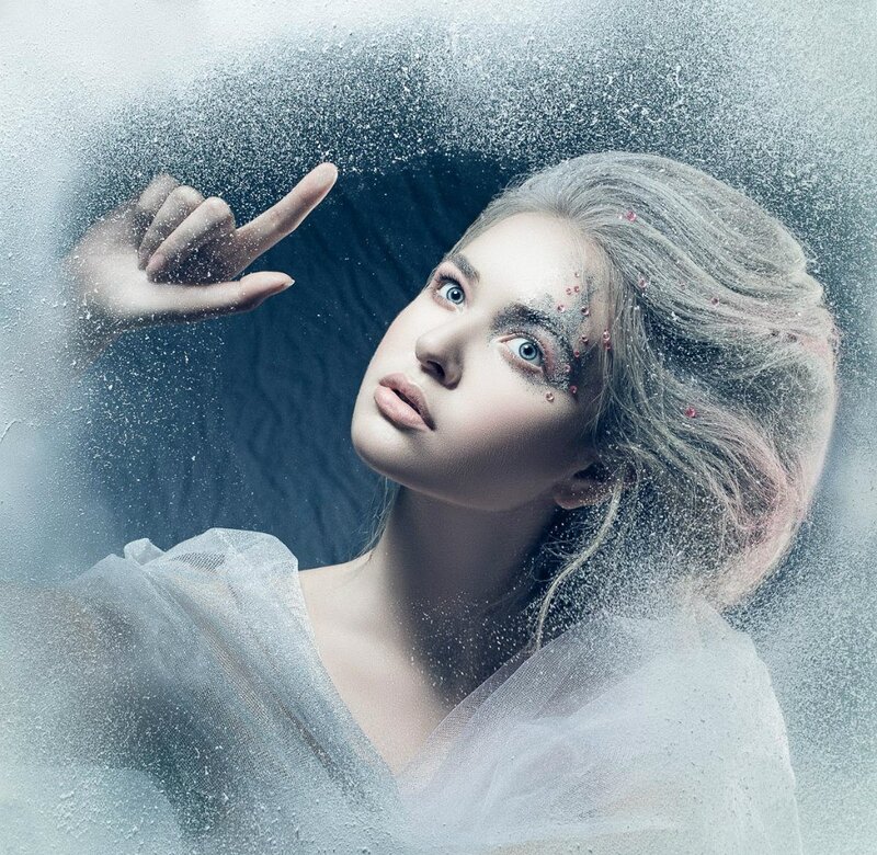 Woman with Silver Hair — White, Ethereal, Photograph
