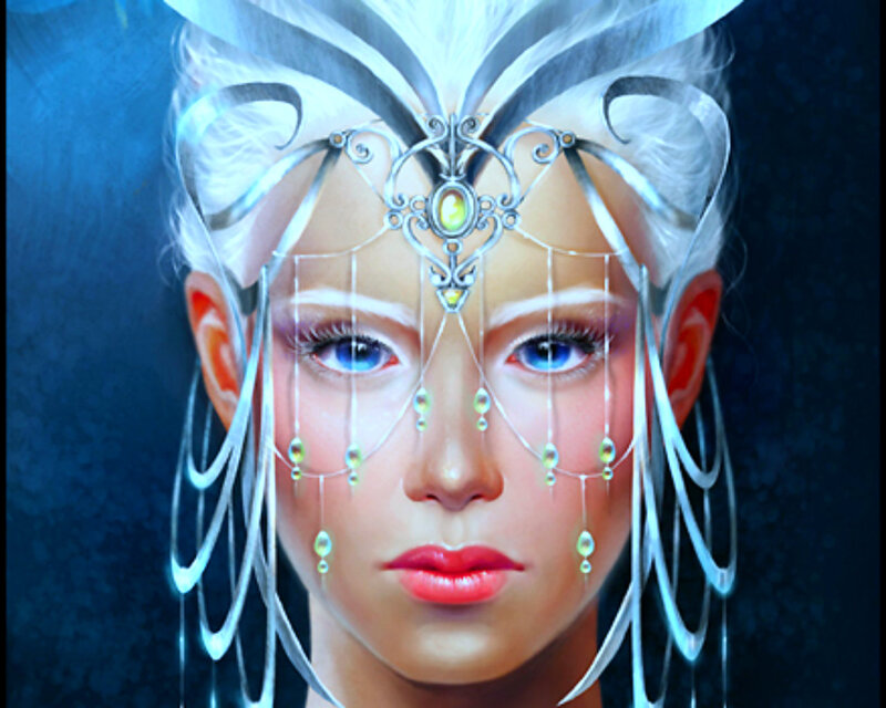 Woman with Silver Headpiece — White