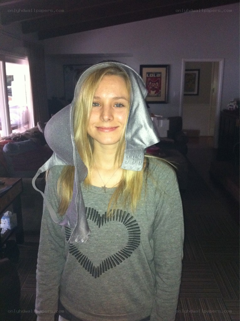 woman with silver hood