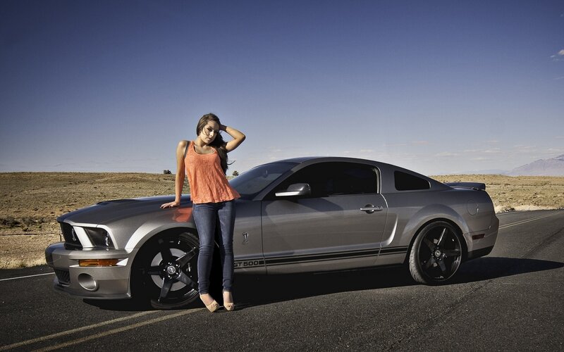 woman with silver mustang