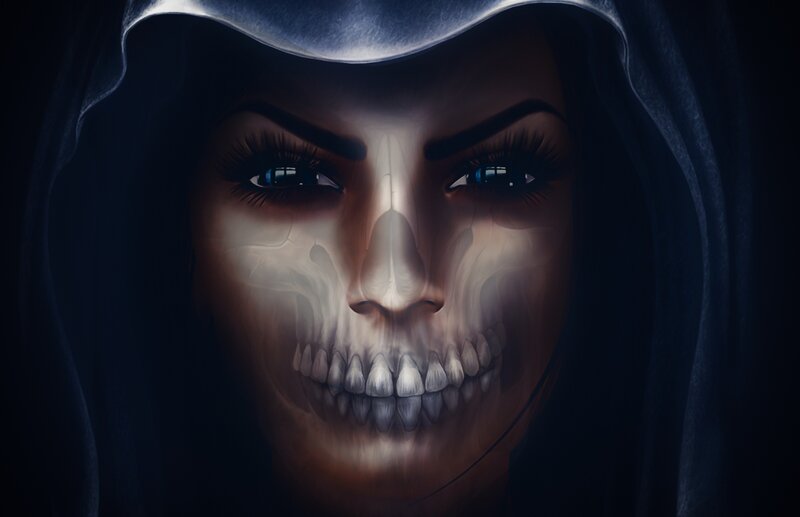 Woman with Skeletal Face