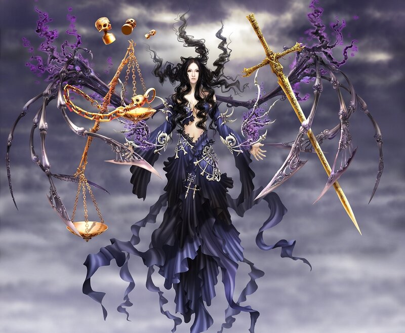 Woman with Skeletal Wings — Purple, Dramatic