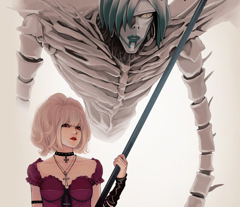 Woman with Skeleton Figure — Purple