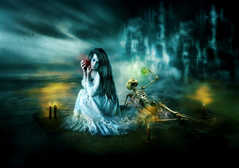 Woman with Skeleton — Green
