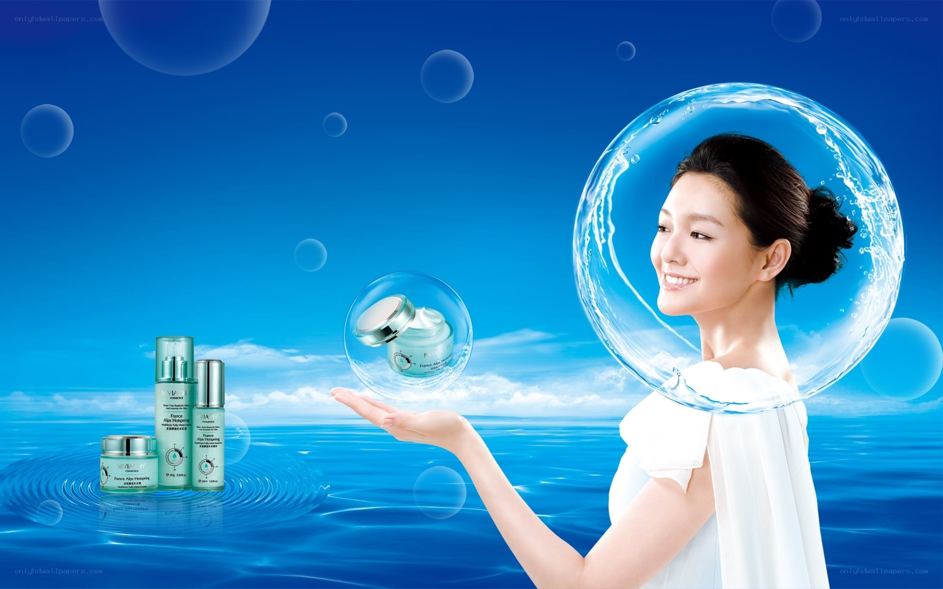 woman with skincare products