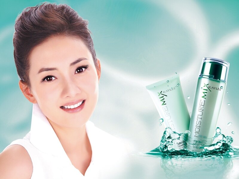 woman with skincare products