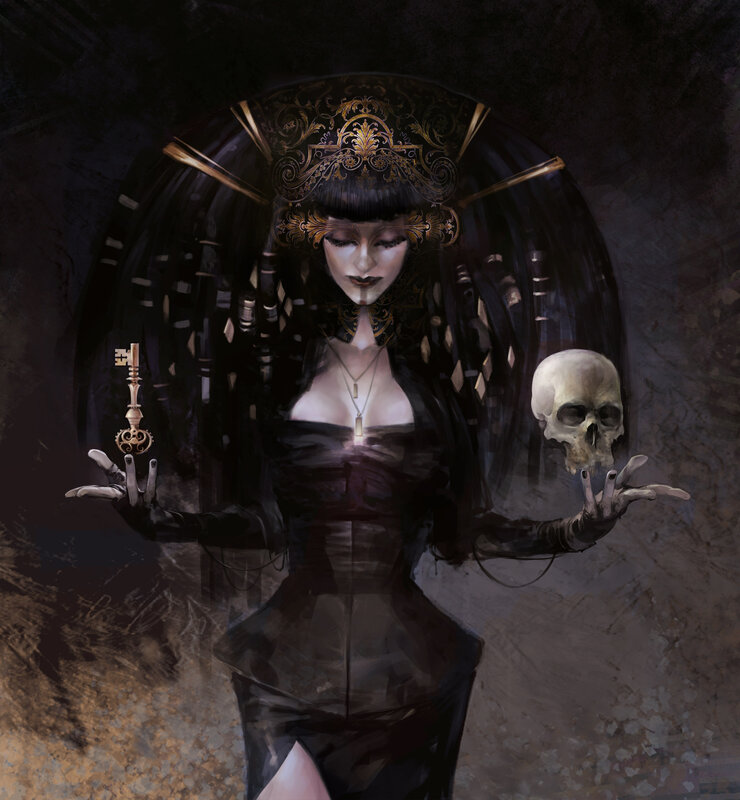 Woman with Skull and Key