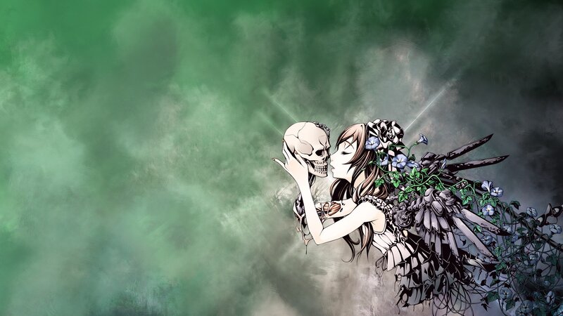woman with skull and wings