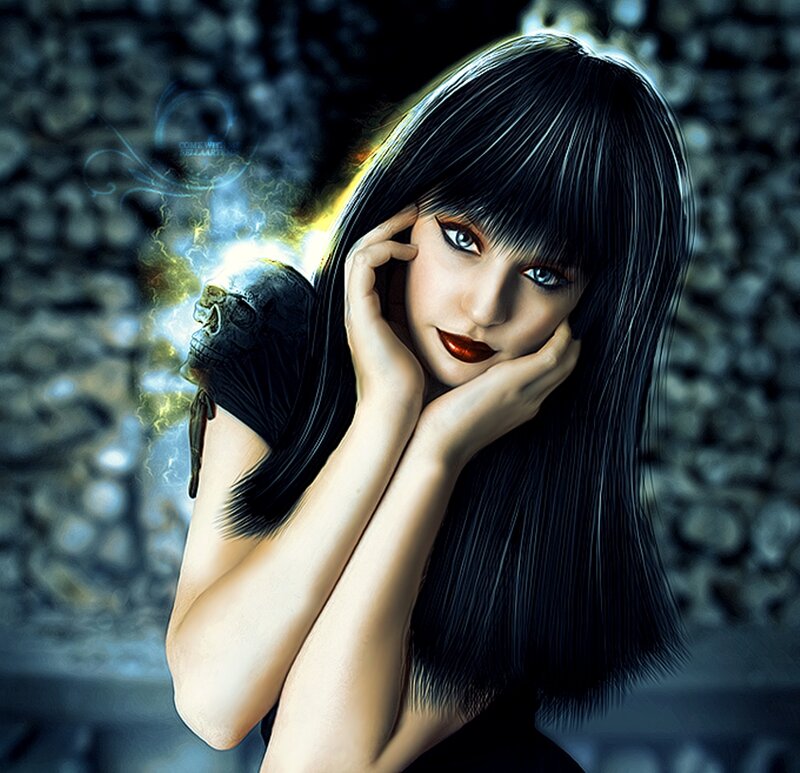 Woman with Skull — Black, Dramatic