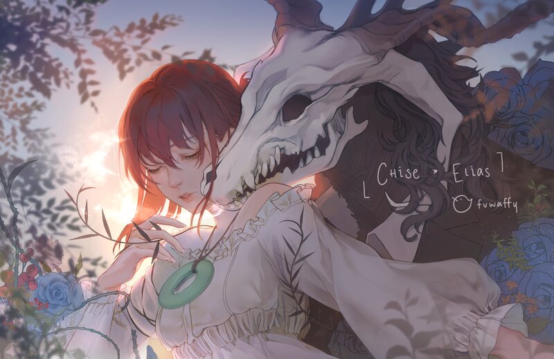 Woman with Skull Creature