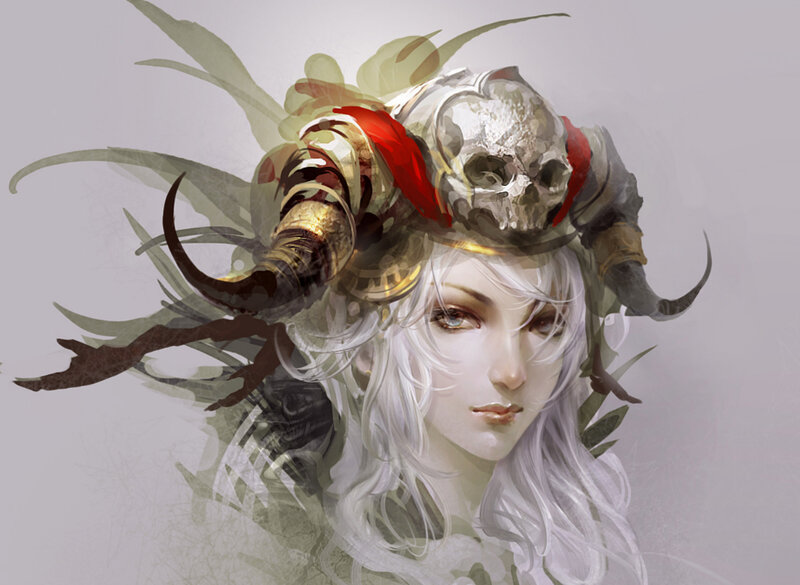 Woman with Skull Crown — White