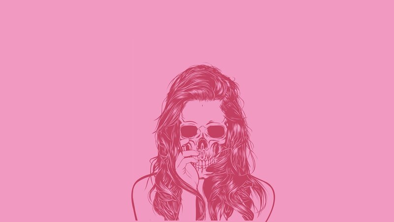 Woman with Skull Face — Pink